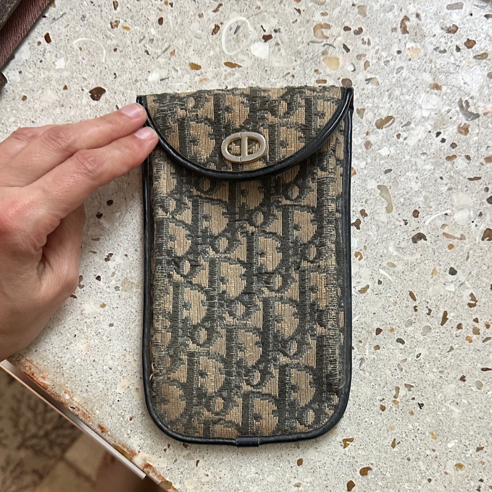 Christian Dior  Monogram Phone Pouch - navy and Tan
